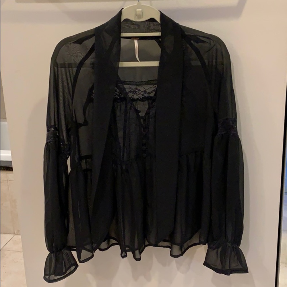 Free people shear black blouse